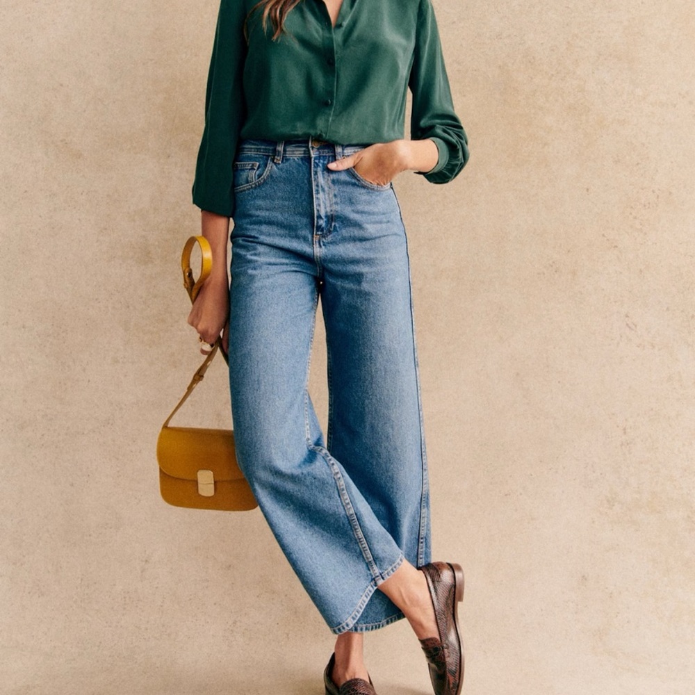 Sézane Le Crop Denim Blue Jeans